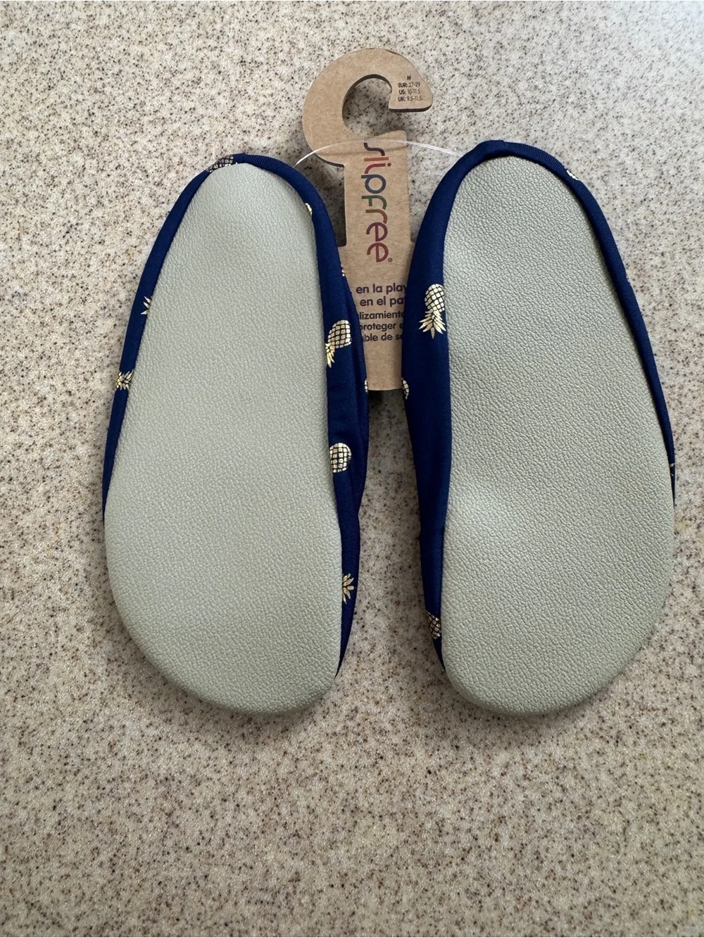 Slipfree Kids Barefoot Water shoes Navy Gold Pineapple M 10-11.5 NWT  Pool Beach